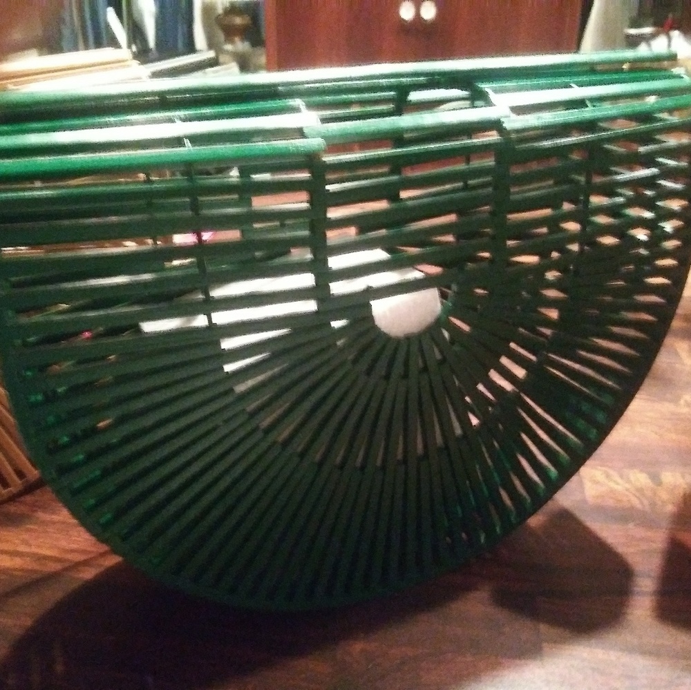 Large green bamboo bag